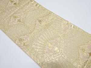 亀甲に向かい鶴・花模様織り出し袋帯